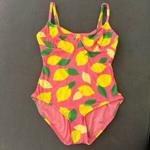 Kate Spade New York Sea Star Pink Lemon One Piece Swim Bathing Suit Size Small
